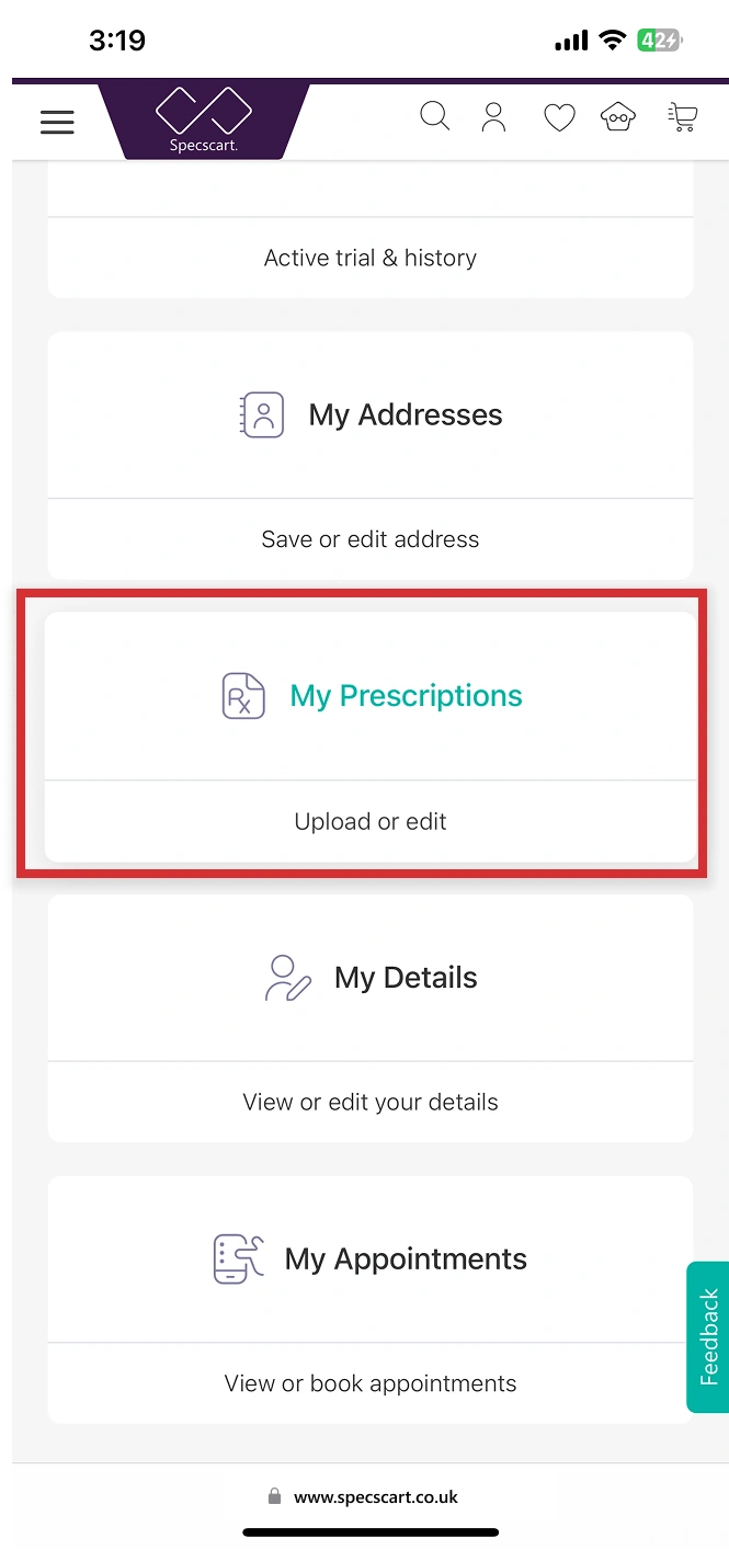 How do I view my saved prescriptions?