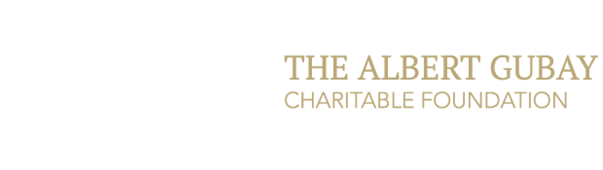 Logo of The Albert Gubay Charitable Foundation, featuring the foundation name in uppercase gold font on a white background.