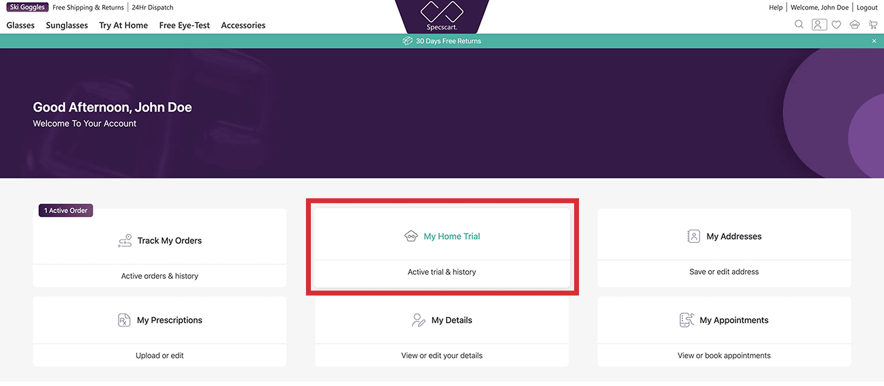 Where can I see my home trial order?