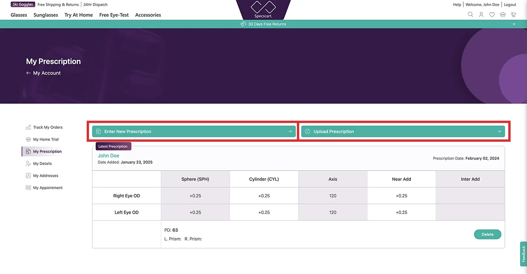How do I save my prescription?