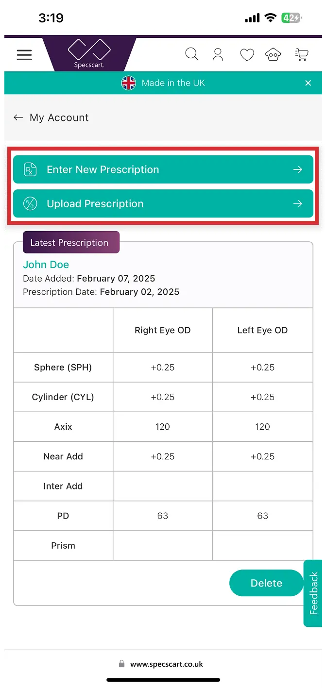 How do I save my prescription?